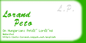 lorand peto business card